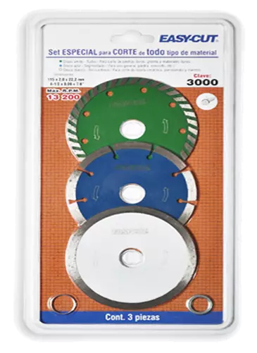 Set 3000 de 3 discos de diamante 4 -1/2”