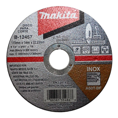 Disco de Corte Acero Inoxidable Preciso 4-1/2"x7/8"x1mm B-12457 Makita