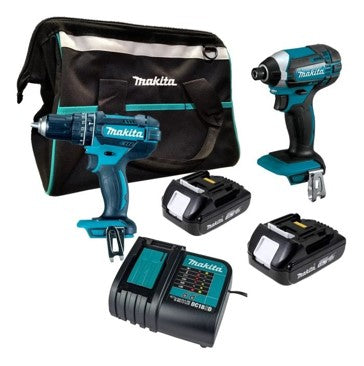 Kit Rotomartillo DHP482 y Atornillador ImpDTD152 c/2 Bat y Carg 18V + Aspiradora y Lampara Makita