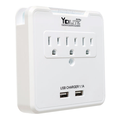 Multicontacto de 3 tomas con Usb Yeilite