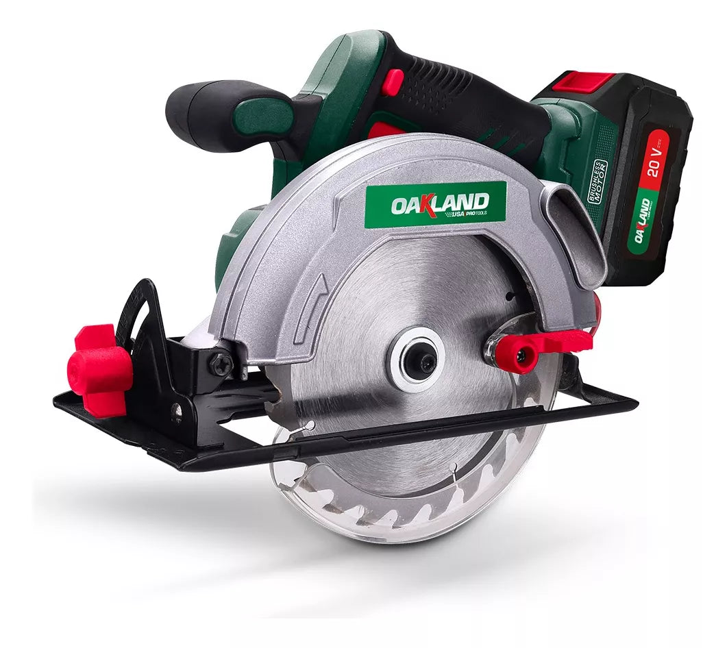 Sierra Circular Inalámbrica OAKCM-5000 C/Cargador y 2 Baterías 61/2" 1500Wts 20V 5000rpm