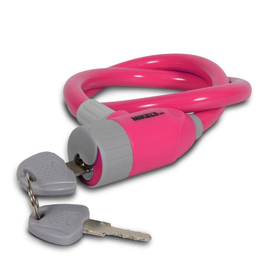 Cable candado con llaves Color Rosa 65 cm