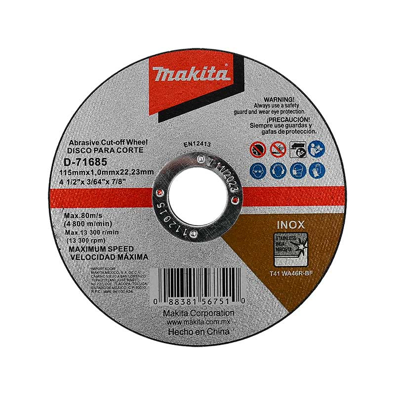 Combo Mini esmeril 4-1/2" 11,000rpm 720W GA4530+20 Discos de Corte D-71685 Makita