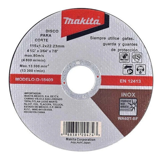 Disco Abrasivo Corte Acero Inoxidable 115X1.2 D-18409 Makita