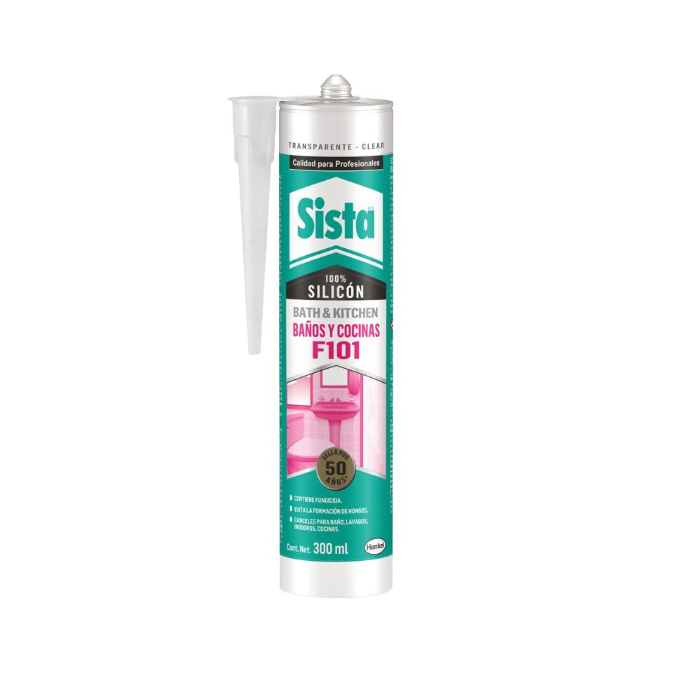 SISTA F101 Baños y Cocinas Cartucho 300ml (Transparente)